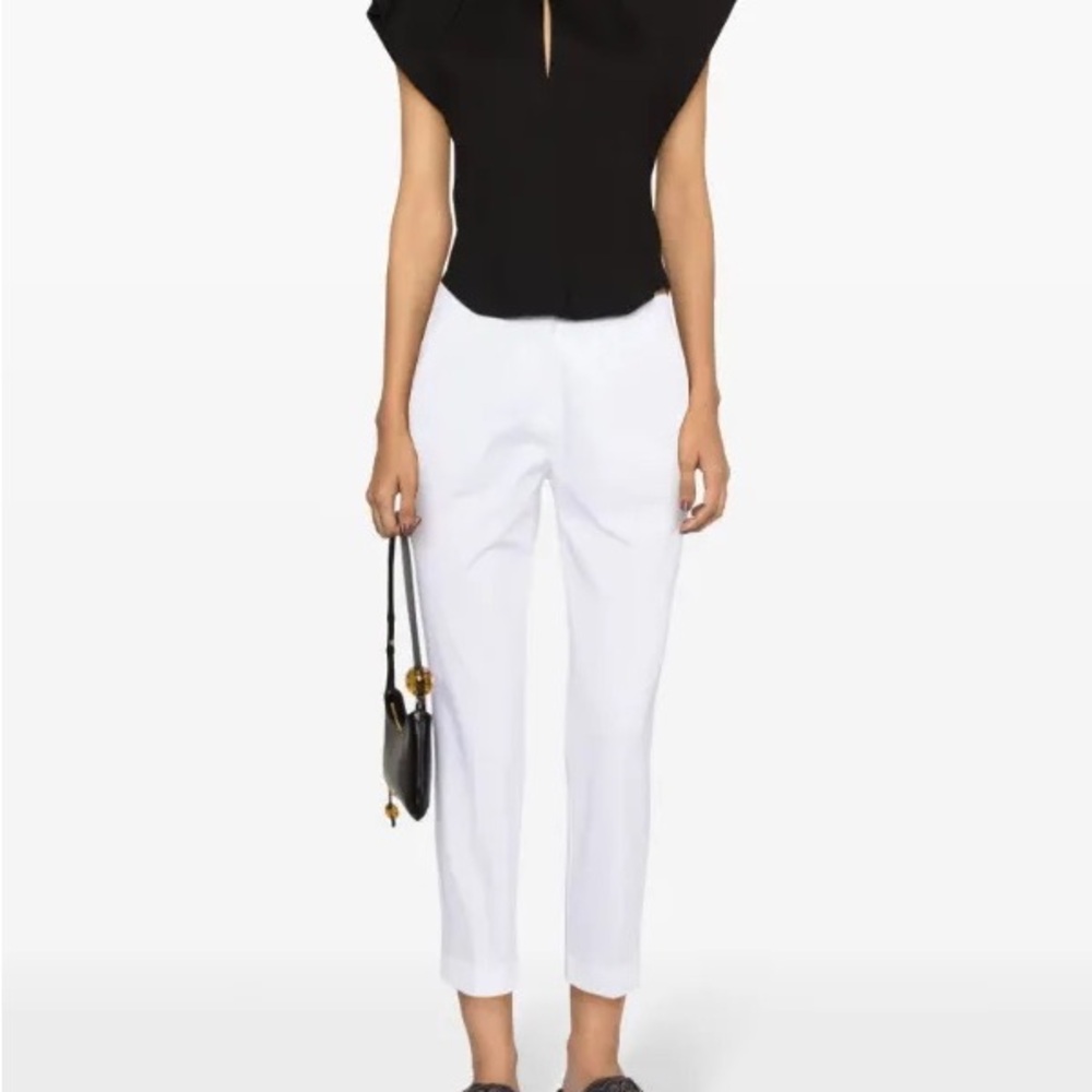 Etro White Slim Taper mid rise  pants
